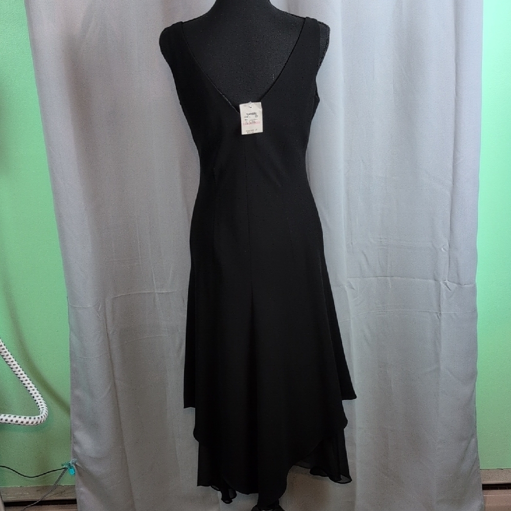 Evan Picone Elegant Black Asymmetrical Dressโ Size 6 New - Picture 3 of 11